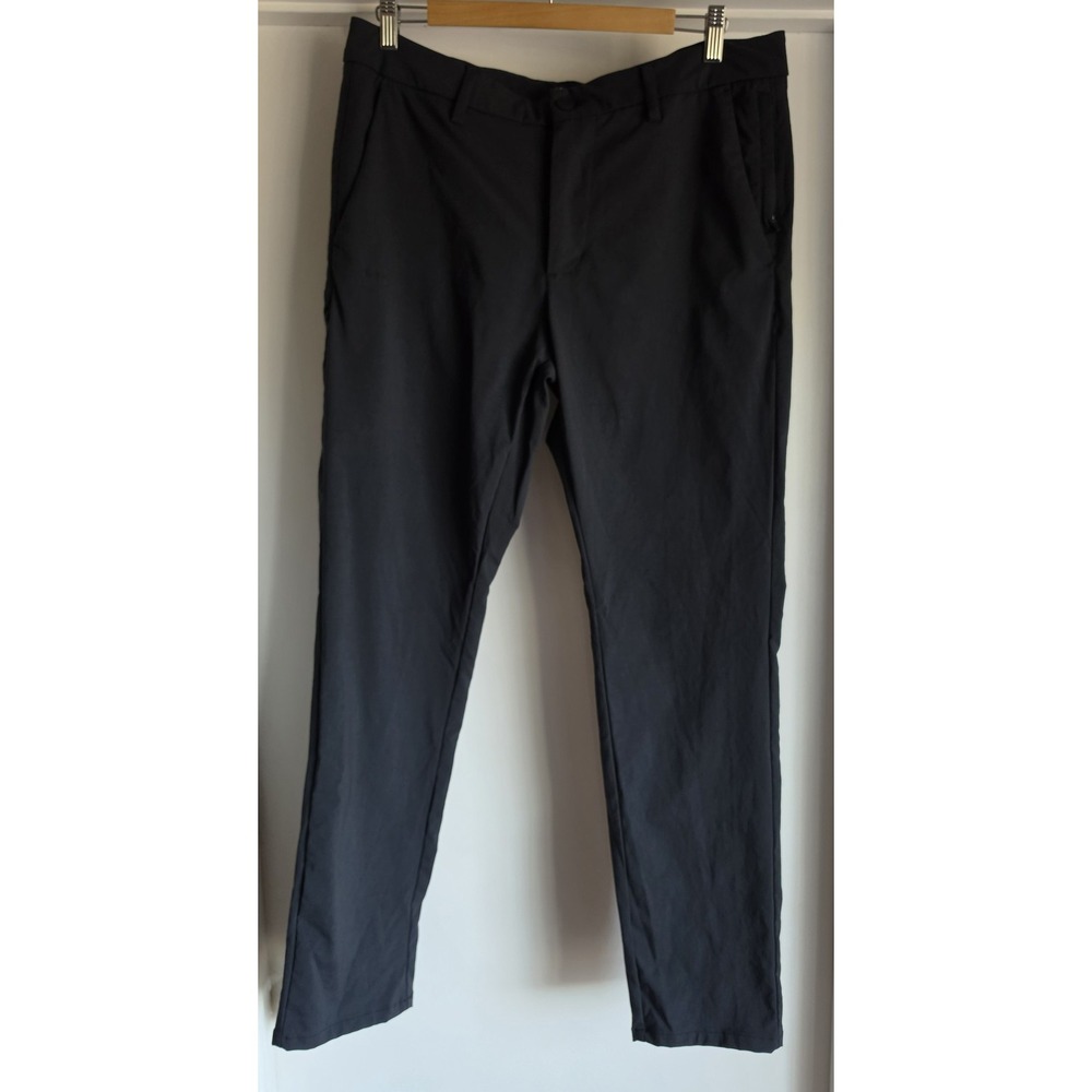 Tahari Men Dress Pants 34x30 Black Solid Straight Trousers Slacks